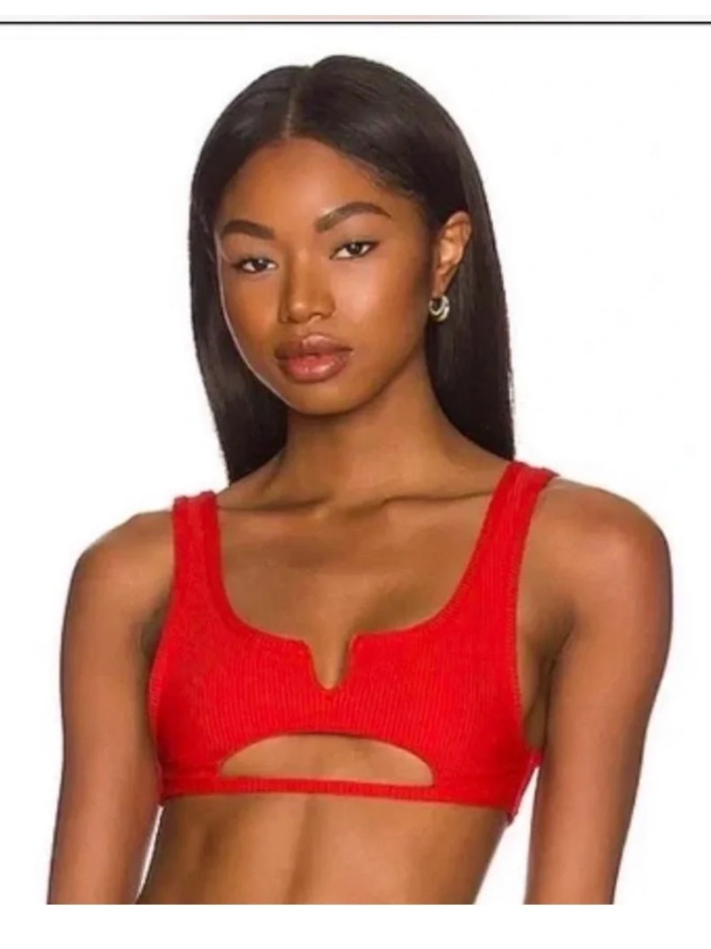 Frankie's Bikinis Red Cutout Bikini Top